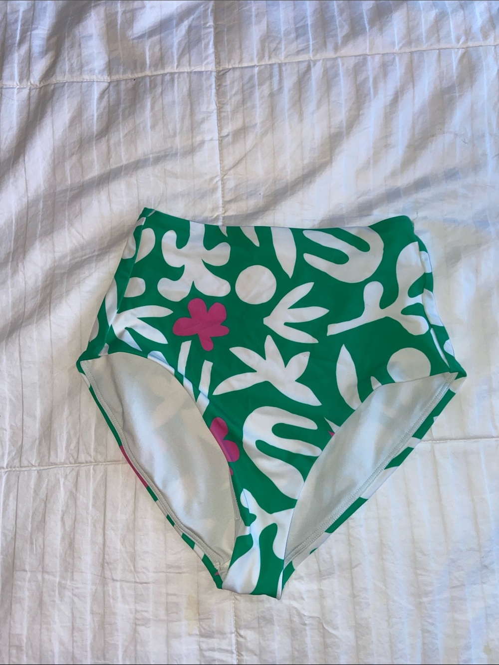 Hanna Andersson Green & White Bikini Bottoms with Pink Detail